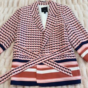 River Island Pink and Navy Patterned Blazer